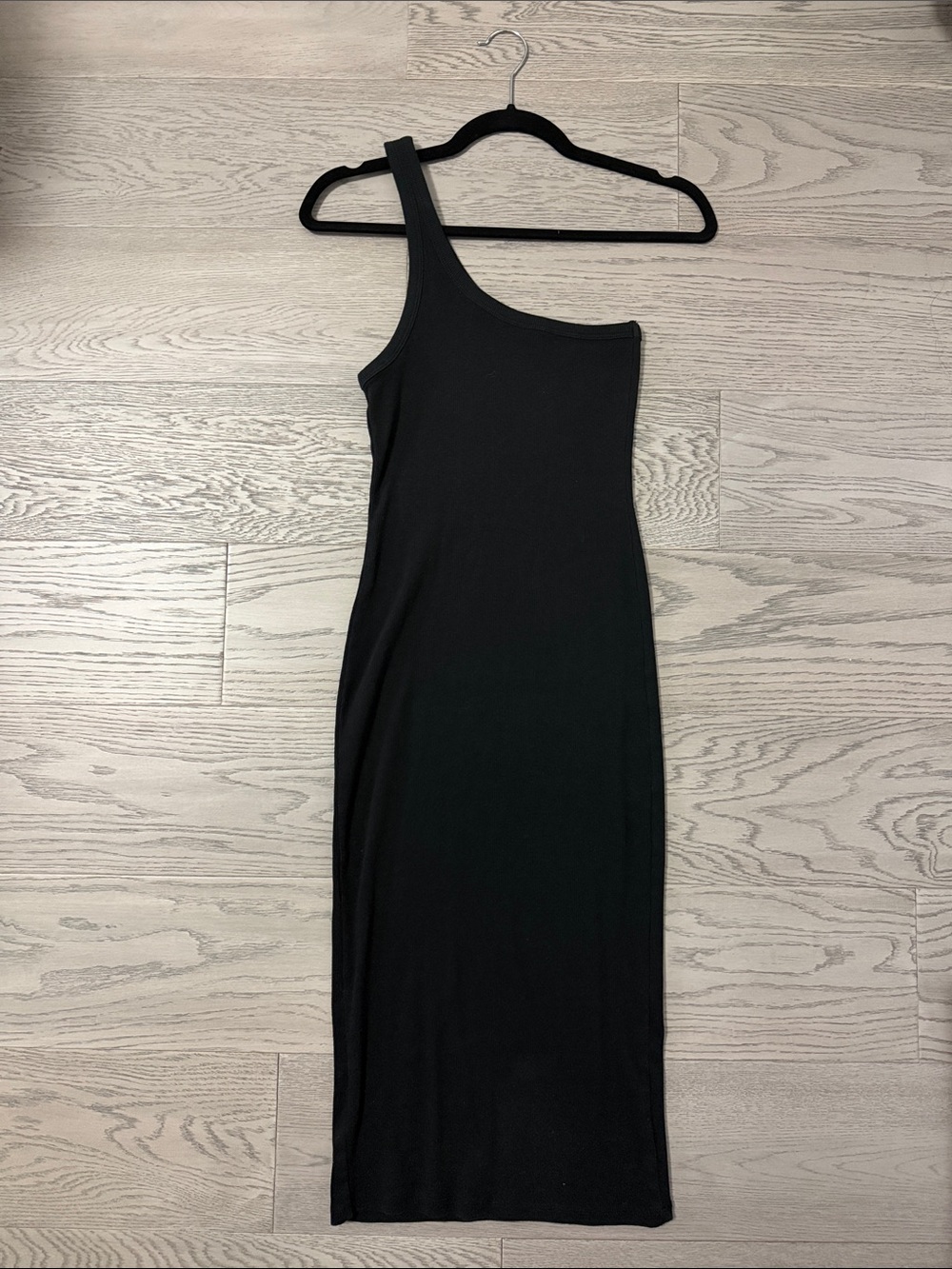 Zara Black One-Shoulder Bodycon Midi Dress